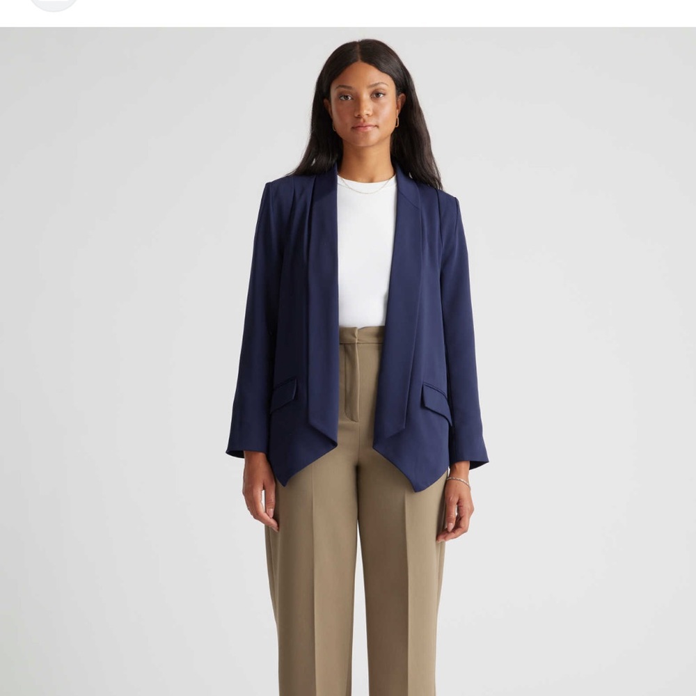 Quince Stretch Crepe Open Blazer NWT Navy XS
